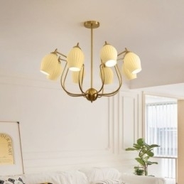 Nordisk Pendellampe Kreativ Smijern Kobber Naturlig Farget Stamen Taklampe