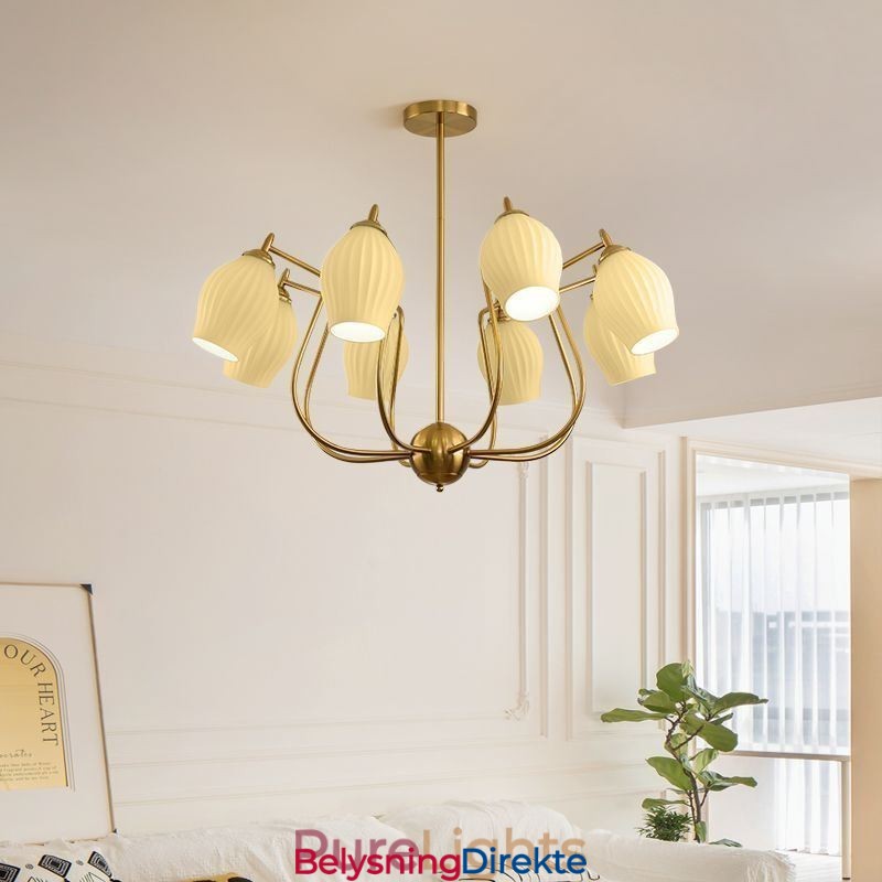 Nordisk Pendellampe Kreativ Smijern Kobber Naturlig Farget Stamen Taklampe