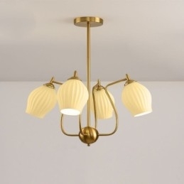 Nordisk Pendellampe Kreativ Smijern Kobber Naturlig Farget Stamen Taklampe