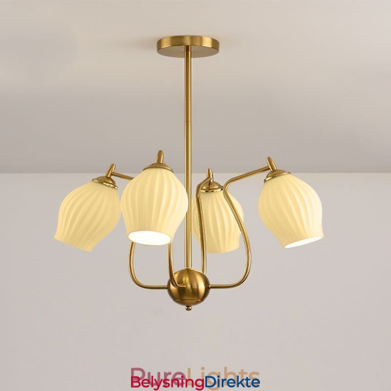 Nordisk Pendellampe Kreativ Smijern Kobber Naturlig Farget Stamen Taklampe