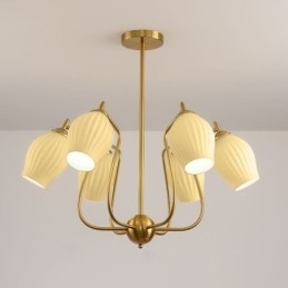 Nordisk Pendellampe Kreativ Smijern Kobber Naturlig Farget Stamen Taklampe