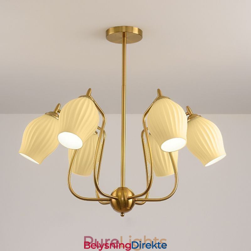 Nordisk Pendellampe Kreativ Smijern Kobber Naturlig Farget Stamen Taklampe