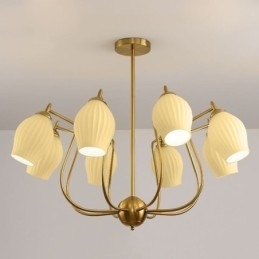 Nordisk Pendellampe Kreativ Smijern Kobber Naturlig Farget Stamen Taklampe