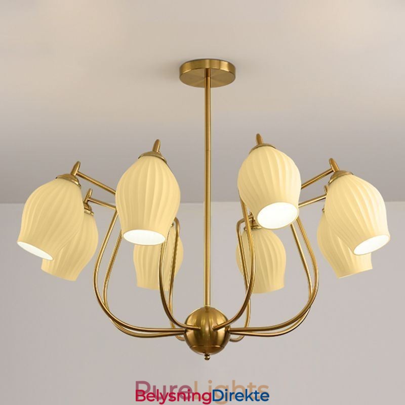 Nordisk Pendellampe Kreativ Smijern Kobber Naturlig Farget Stamen Taklampe