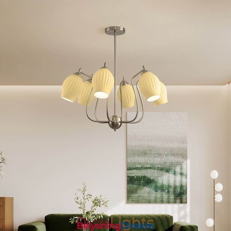 Nordisk Pendellampe Kreativ Smijern Sand Nikkel Blomst Stamen Taklampe