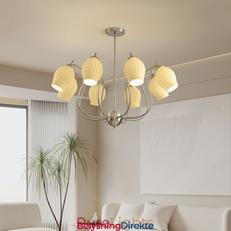 Nordisk Pendellampe Kreativ Smijern Sand Nikkel Blomst Stamen Taklampe