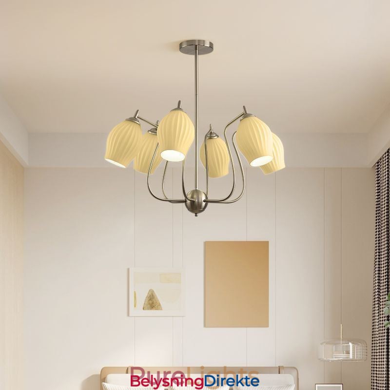 Nordisk Pendellampe Kreativ Smijern Sand Nikkel Blomst Stamen Taklampe