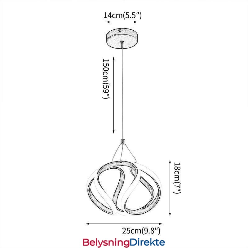 Pendellampe I Aluminium, Liten Kunstig Gresskartaklampe