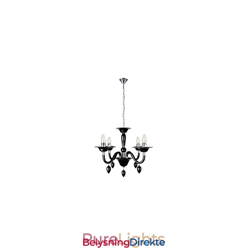 Moderne Svart Lysekrone Med 4 Lys