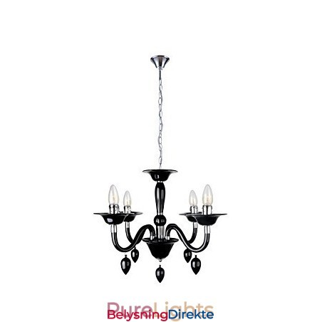 Moderne Svart Lysekrone Med 4 Lys
