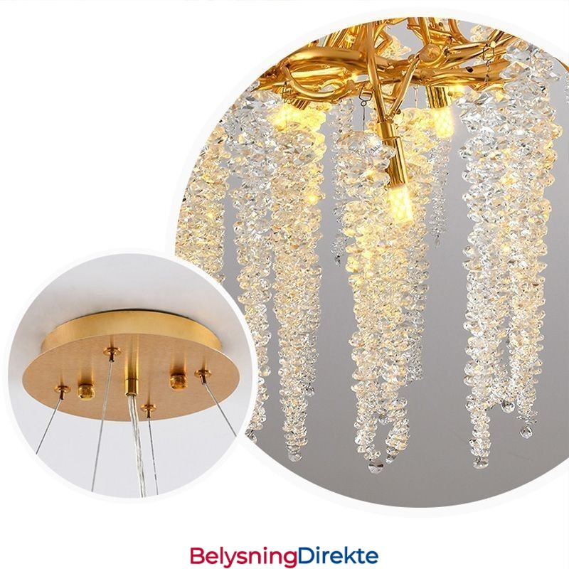 Nordisk Pendellampe Gyllen Gren G9 Glasslysekrone