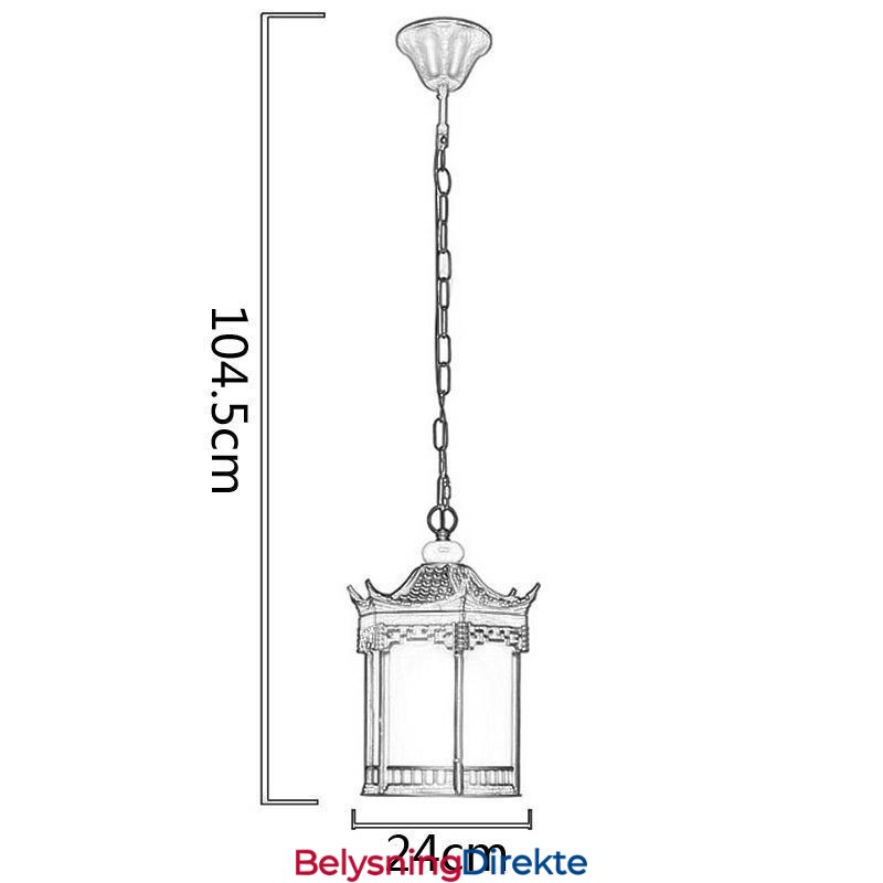 Kinesisk Utendørslampe Vanntett Sekskantet Lysthuspendellampe