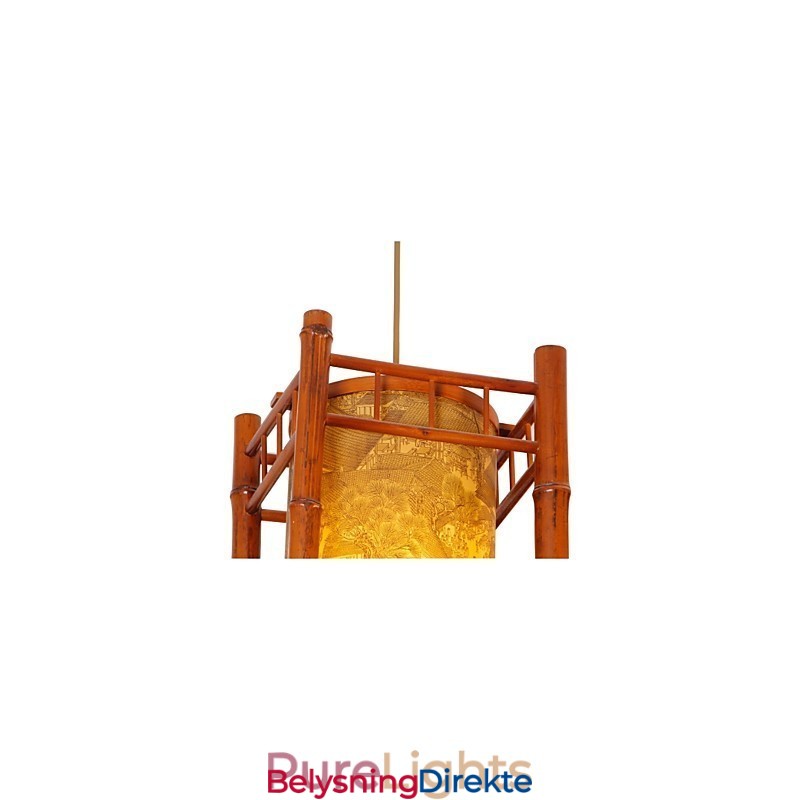 Retro Lykte Lysekrone I Tre Og Bambus