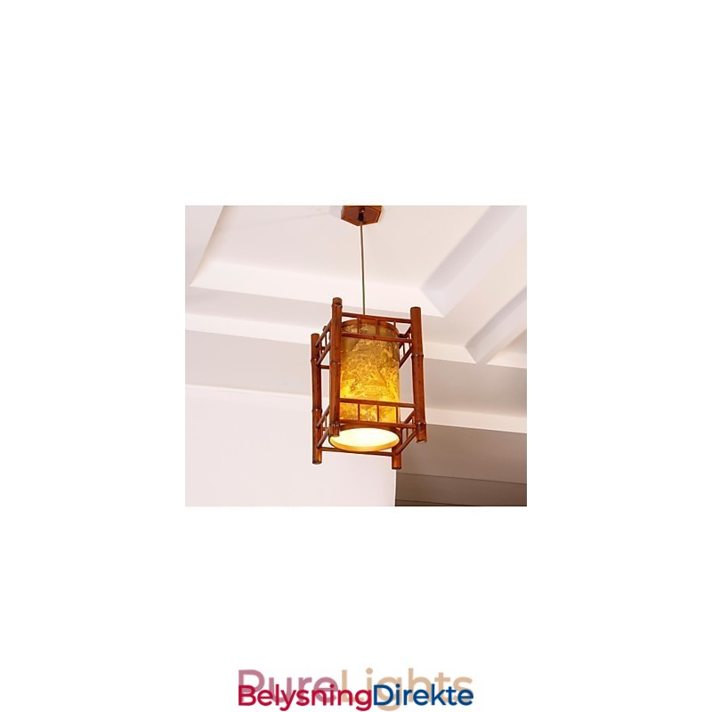 Retro Lykte Lysekrone I Tre Og Bambus