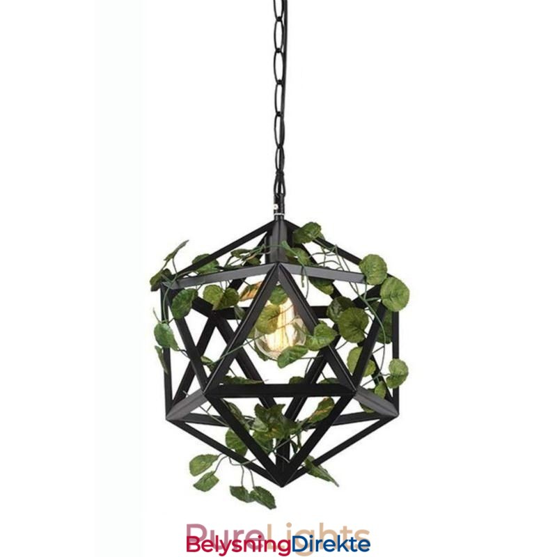 Industriell Vintage Pendellampe I Jern Med Fuglebur