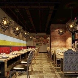 Industriell Vintage Pendellampe I Jern Med Fuglebur