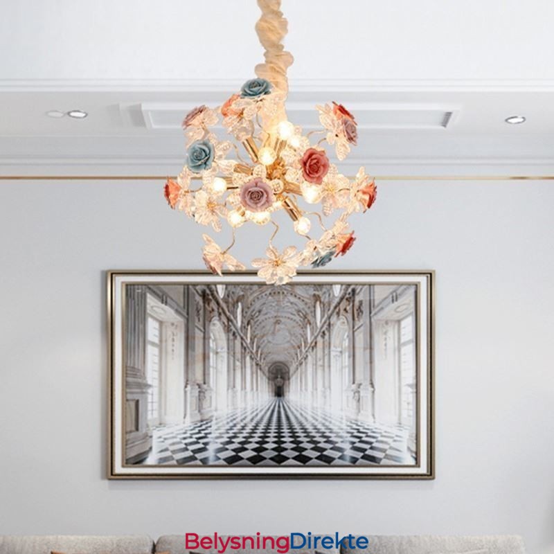 Dekorativ Anhengsbelysning Moderne Krystallblomstlysekrone