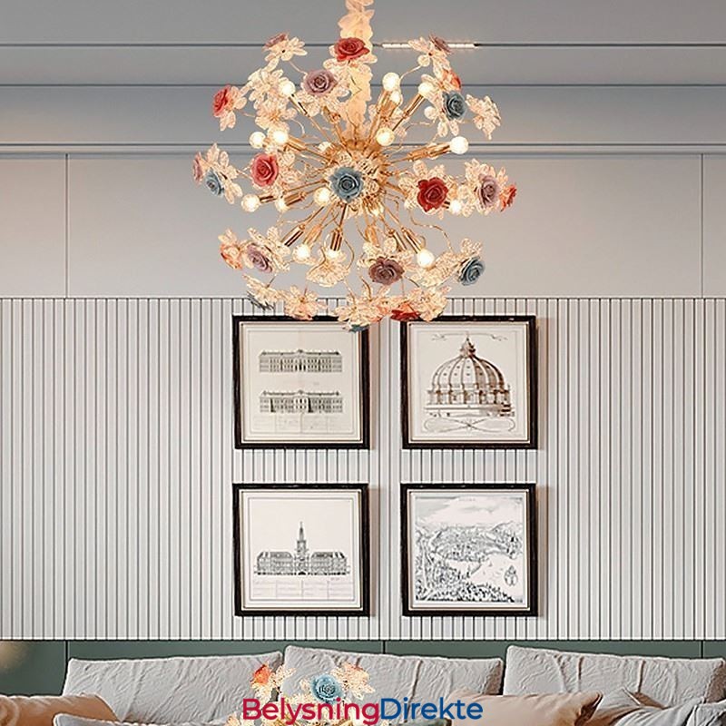 Dekorativ Anhengsbelysning Moderne Krystallblomstlysekrone