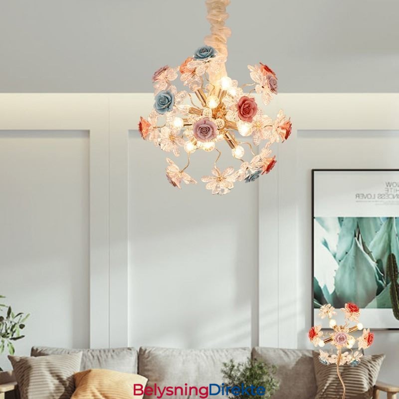 Dekorativ Anhengsbelysning Moderne Krystallblomstlysekrone