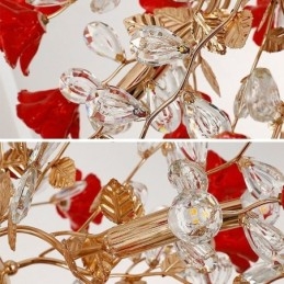 Luksuriøs Anhengslampe I Keramisk Form Med Rød Blomst