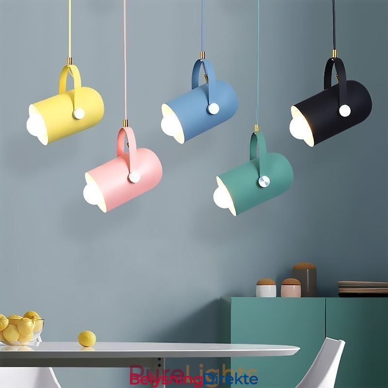 Nordisk Fargerik Pendellampe Med Enkelt Hode Og Macaron-Motiv