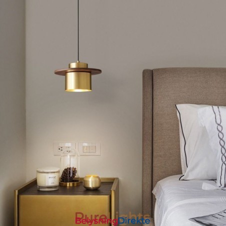 Moderne Pendellampe Med Én Lyskilde I Messing, Pendellampeøy