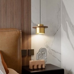 Moderne Pendellampe Med Én Lyskilde I Messing, Pendellampeøy