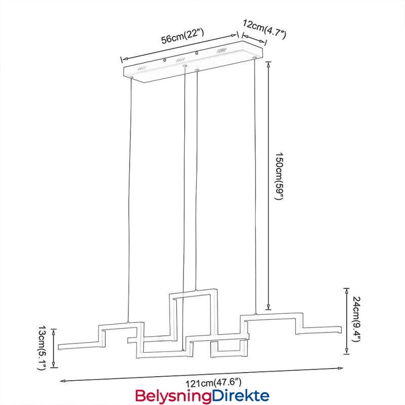 Moderne Pendellampe I Akryl, Svart Lysekrone