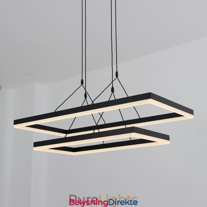 Moderne Ramme Pendellampe Akryl Svart Lysekrone