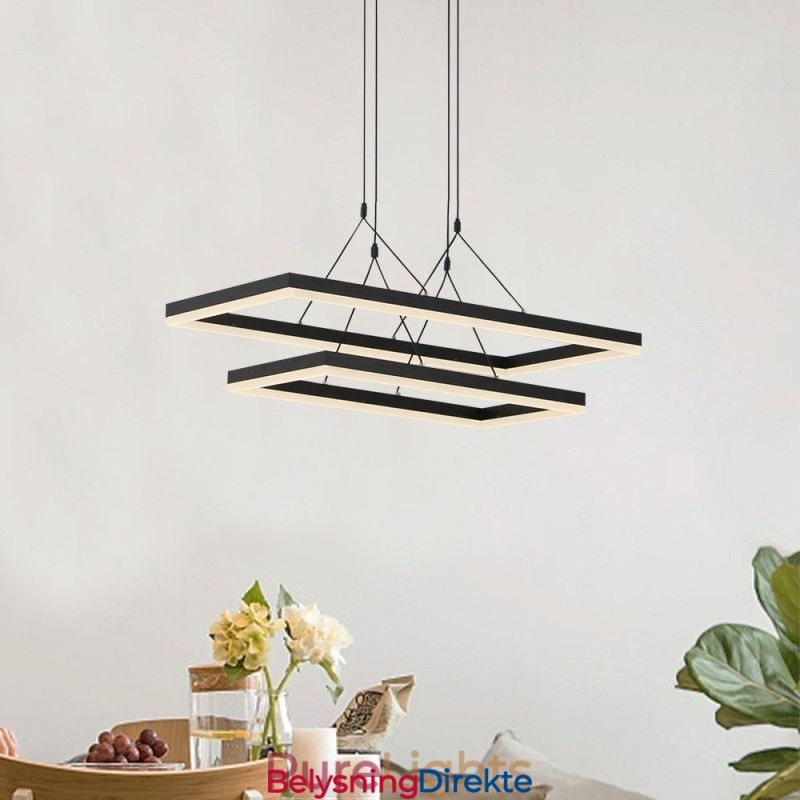 Moderne Ramme Pendellampe Akryl Svart Lysekrone