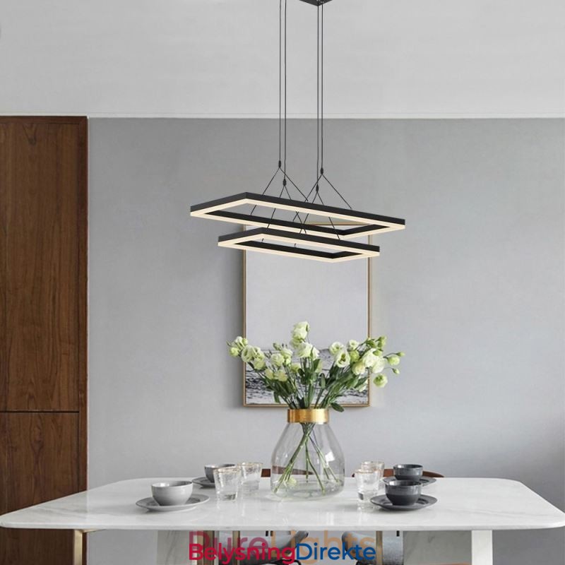 Moderne Ramme Pendellampe Akryl Svart Lysekrone