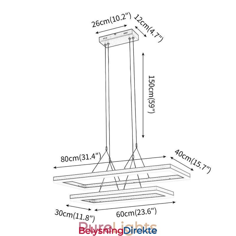 Moderne Ramme Pendellampe Akryl Svart Lysekrone