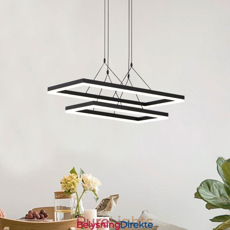 Moderne Ramme Pendellampe Akryl Svart Lysekrone