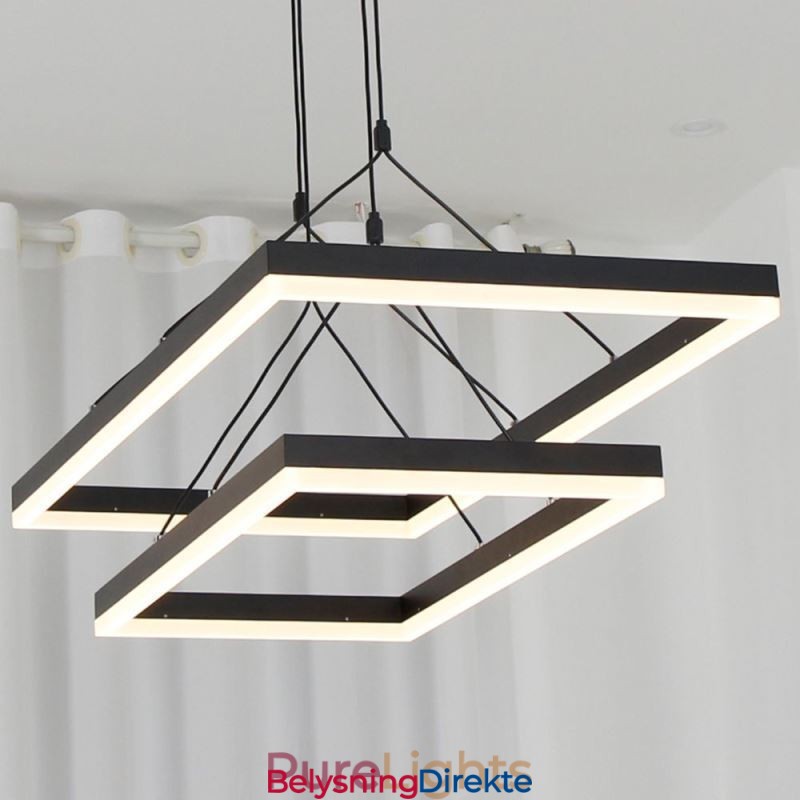 Moderne Ramme Pendellampe Akryl Svart Lysekrone