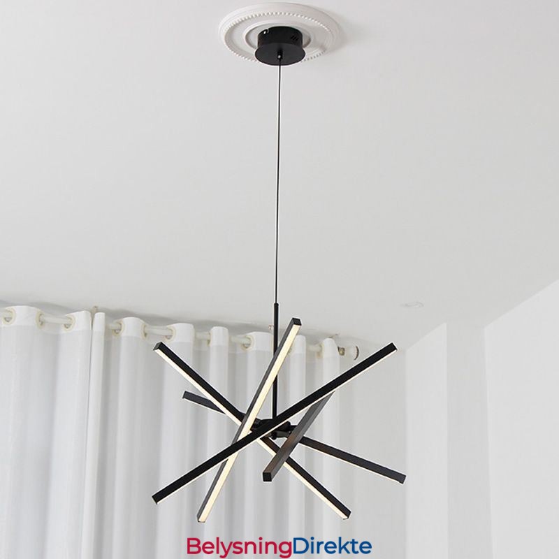 Moderne Pendellampe Dimbar Svart Stripetaklampe