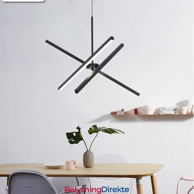 Moderne Pendellampe Dimbar Svart Stripelampe