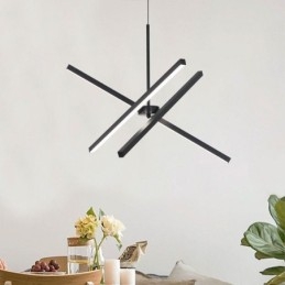 Moderne Pendellampe Dimbar Svart Stripelampe