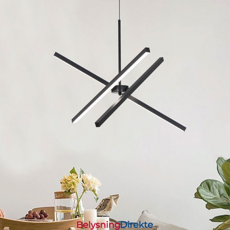 Moderne Pendellampe Dimbar Svart Stripelampe