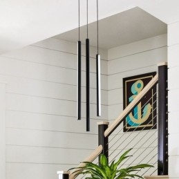 Moderne Lysekrone Med Lang Stripe Og Anhengslampe I Tosidig Bygning