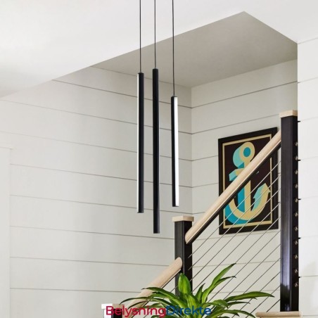 Moderne Lysekrone Med Lang Stripe Og Anhengslampe I Tosidig Bygning