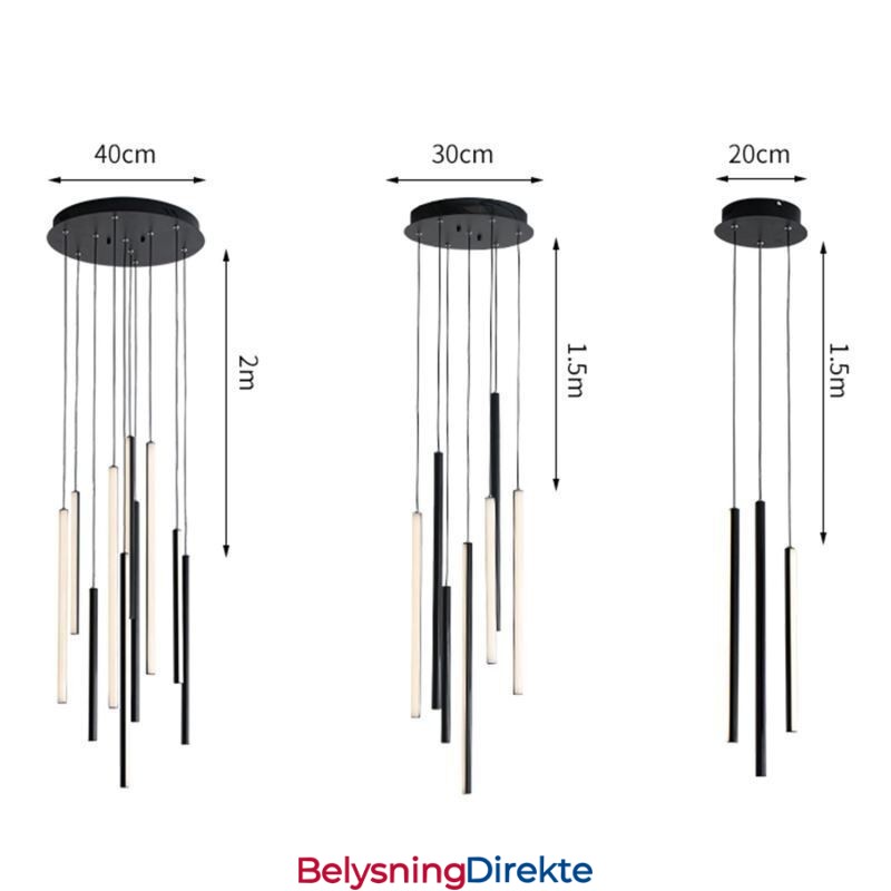 Moderne Lysekrone Med Lang Stripe Og Anhengslampe I Tosidig Bygning