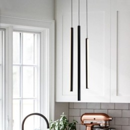 Moderne Lysekrone Med Lang Stripe Og Anhengslampe I Tosidig Bygning