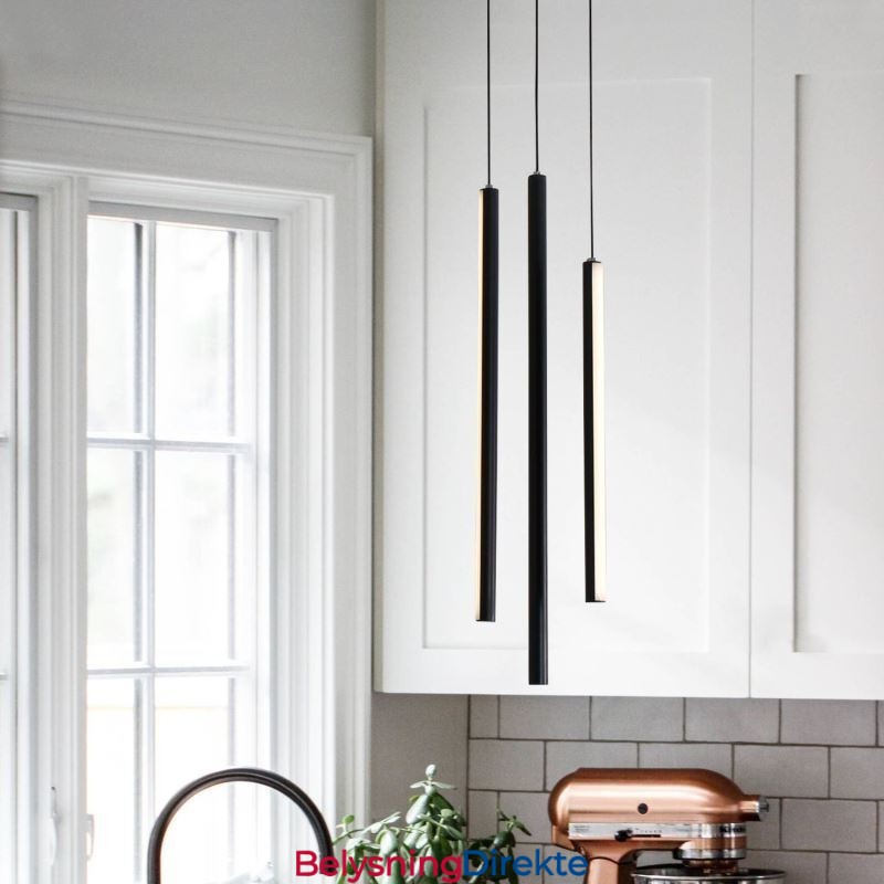 Moderne Lysekrone Med Lang Stripe Og Anhengslampe I Tosidig Bygning