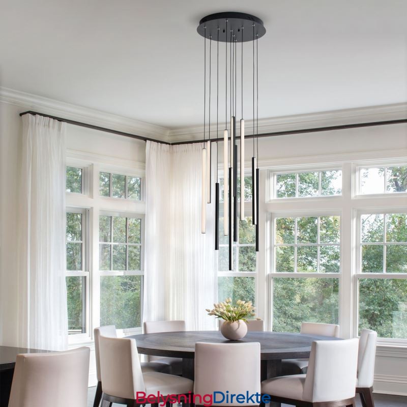 Moderne Lysekrone Med Lang Stripe Og Anhengslampe I Tosidig Bygning