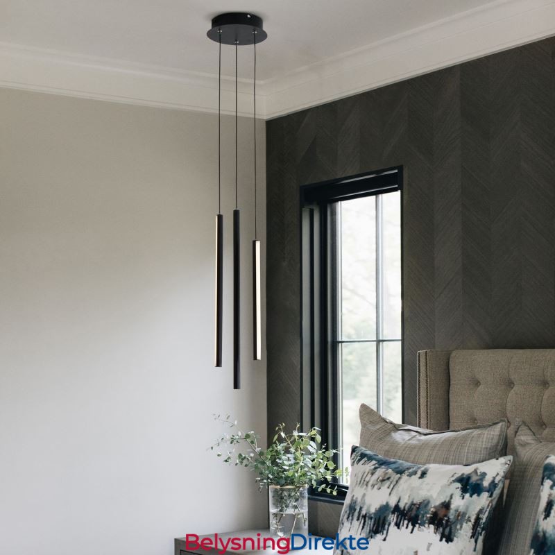 Moderne Lysekrone Med Lang Stripe Og Anhengslampe I Tosidig Bygning