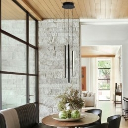 Moderne Lysekrone Med Lang Stripe Og Anhengslampe I Tosidig Bygning