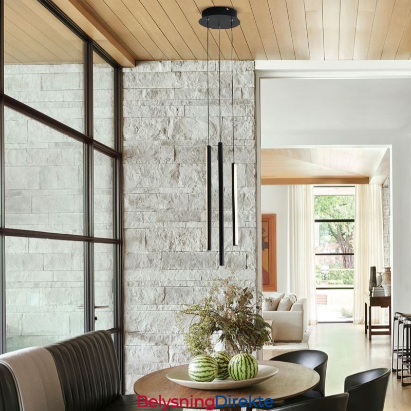 Moderne Lysekrone Med Lang Stripe Og Anhengslampe I Tosidig Bygning