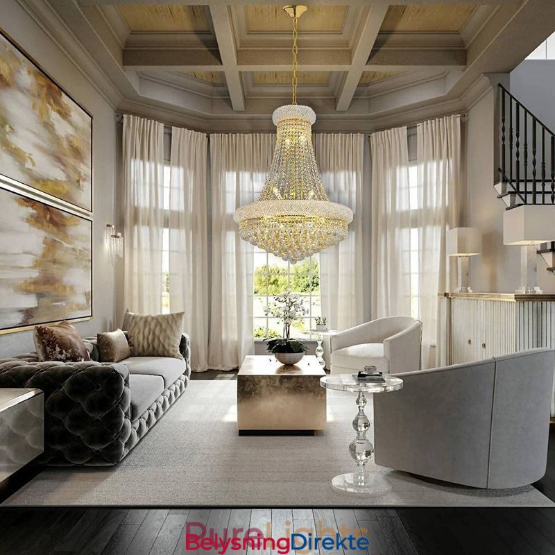 Kroneformet Lysekrone Luksuriøs Krystallanhengslampe