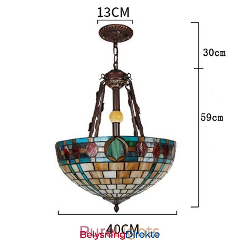 Dekorativ Hengelampe I Farget Glass