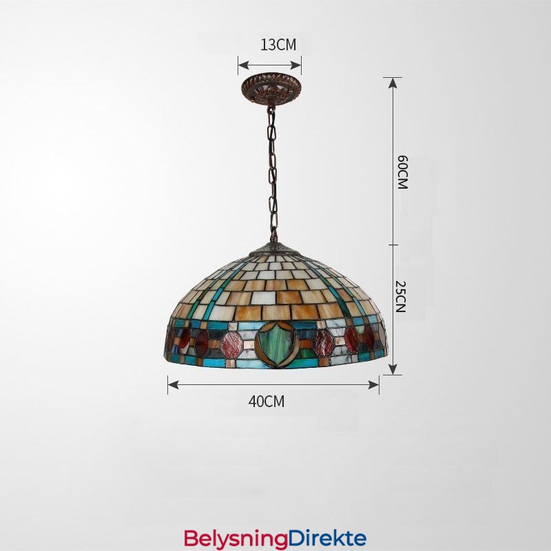 Vintage Hengelampe I Farget Glass